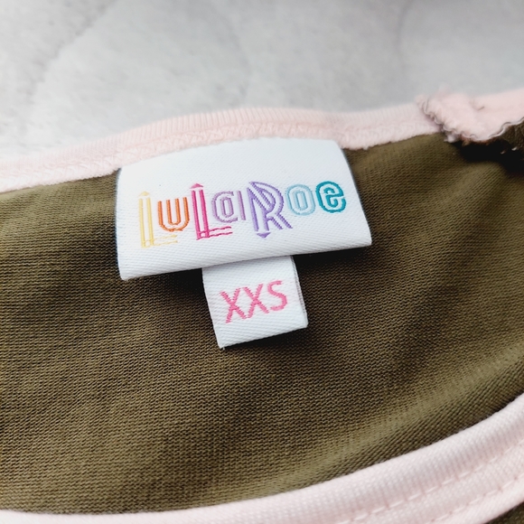 NWT LulaRoe Irma Green Peach Tunic Top Short Sleeve XXS - Picture 4 of 7